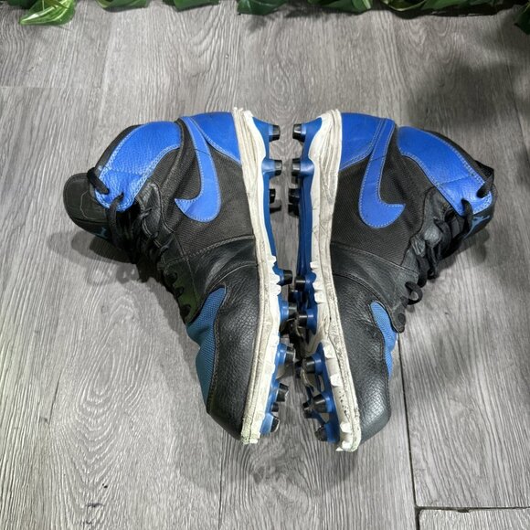 Nike Air Jordan 1 Retro TD Mid Football Cleat Black Blue Sz 11.5 AR5604-041 Used main image 5